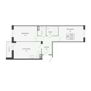 2-к квартира, вторичка, 59м2, 13/17 этаж