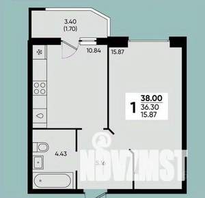 1-к квартира, вторичка, 38м2, 14/22 этаж