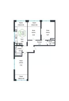 3-к квартира, вторичка, 86м2, 18/24 этаж