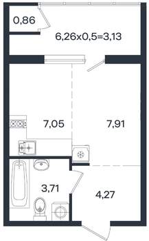 Студия квартира, вторичка, 27м2, 2/18 этаж