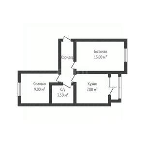 2-к квартира, вторичка, 42м2, 1/5 этаж
