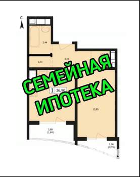 1-к квартира, вторичка, 37м2, 9/24 этаж