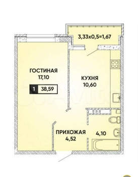 1-к квартира, вторичка, 40м2, 7/24 этаж