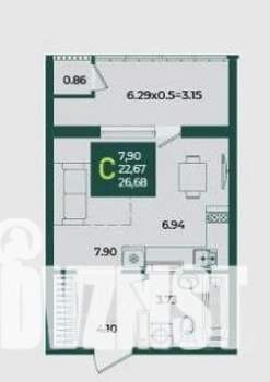 Студия квартира, вторичка, 27м2, 10/18 этаж