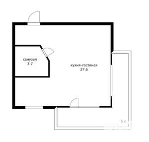 Студия квартира, вторичка, 31м2, 3/3 этаж