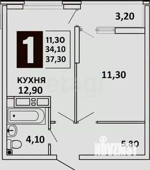 1-к квартира, вторичка, 34м2, 6/16 этаж