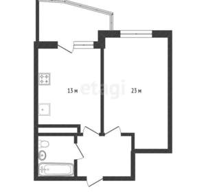 1-к квартира, вторичка, 47м2, 8/16 этаж