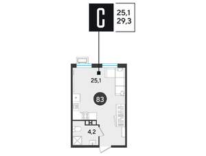 Студия квартира, строящийся дом, 29м2, 3/18 этаж