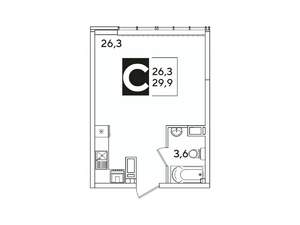 Студия квартира, вторичка, 30м2, 15/16 этаж