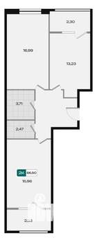 2-к квартира, вторичка, 67м2, 7/9 этаж