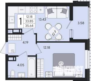 1-к квартира, вторичка, 36м2, 5/8 этаж