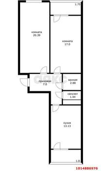 2-к квартира, вторичка, 68м2, 13/24 этаж