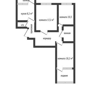 3-к квартира, вторичка, 71м2, 2/10 этаж