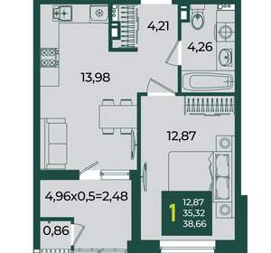 1-к квартира, вторичка, 39м2, 12/18 этаж