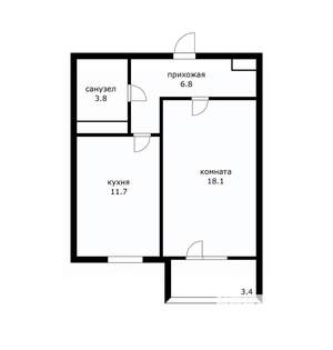 1-к квартира, вторичка, 40м2, 3/18 этаж