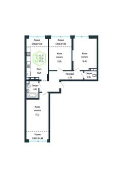 3-к квартира, вторичка, 87м2, 6/24 этаж