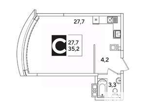 Студия квартира, вторичка, 35м2, 7/16 этаж