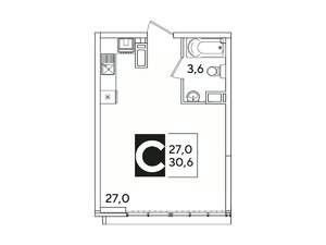 Студия квартира, вторичка, 31м2, 16/16 этаж