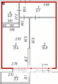 1-к квартира, вторичка, 38м2, 14/19 этаж