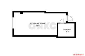 Студия квартира, вторичка, 27м2, 4/6 этаж