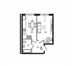 1-к квартира, вторичка, 36м2, 1/9 этаж