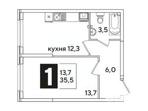 1-к квартира, вторичка, 35м2, 6/16 этаж