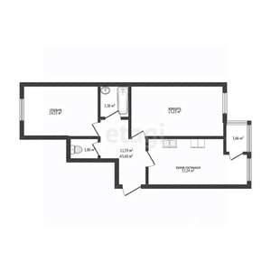 2-к квартира, вторичка, 62м2, 4/4 этаж