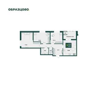 3-к квартира, вторичка, 78м2, 14/18 этаж