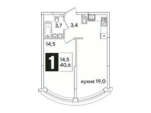 1-к квартира, вторичка, 41м2, 6/16 этаж