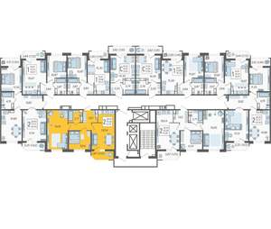 2-к квартира, строящийся дом, 61м2, 20/23 этаж