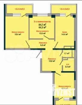 3-к квартира, вторичка, 94м2, 3/18 этаж