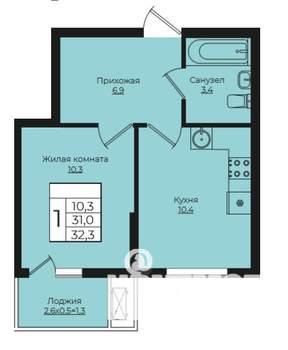 1-к квартира, вторичка, 32м2, 7/7 этаж