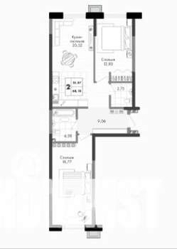 2-к квартира, вторичка, 68м2, 6/9 этаж