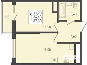 1-к квартира, вторичка, 37м2, 10/24 этаж