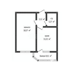 1-к квартира, вторичка, 36м2, 8/16 этаж