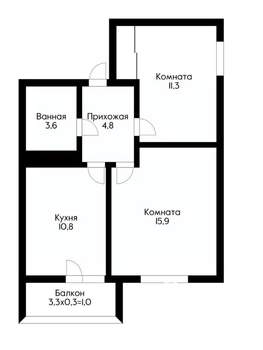 2-к квартира, вторичка, 47м2, 9/19 этаж