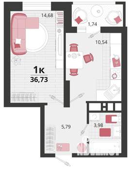 1-к квартира, вторичка, 37м2, 17/18 этаж