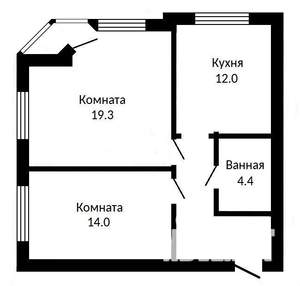 2-к квартира, вторичка, 56м2, 1/6 этаж