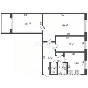 3-к квартира, вторичка, 56м2, 2/9 этаж