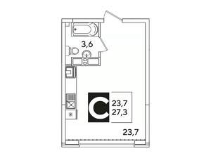Студия квартира, вторичка, 27м2, 11/16 этаж