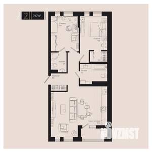 2-к квартира, вторичка, 75м2, 10/18 этаж