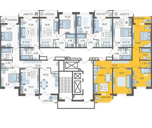 3-к квартира, строящийся дом, 79м2, 12/23 этаж