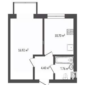 1-к квартира, вторичка, 37м2, 3/3 этаж