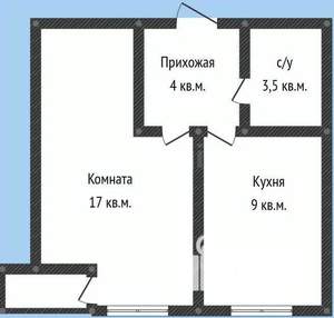 1-к квартира, вторичка, 38м2, 8/9 этаж