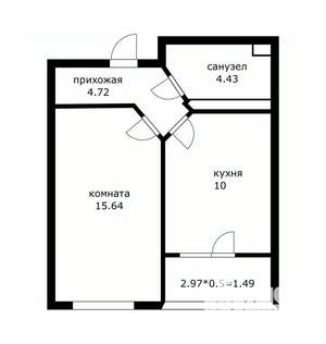 1-к квартира, вторичка, 36м2, 6/12 этаж