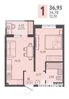 1-к квартира, вторичка, 37м2, 13/18 этаж