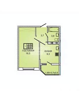 1-к квартира, вторичка, 38м2, 9/17 этаж