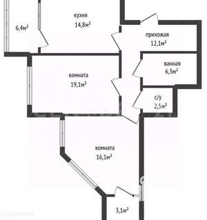 2-к квартира, вторичка, 71м2, 4/24 этаж