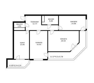 3-к квартира, вторичка, 90м2, 7/24 этаж