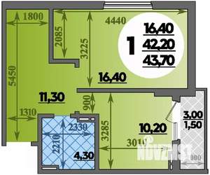 1-к квартира, строящийся дом, 44м2, 3/22 этаж